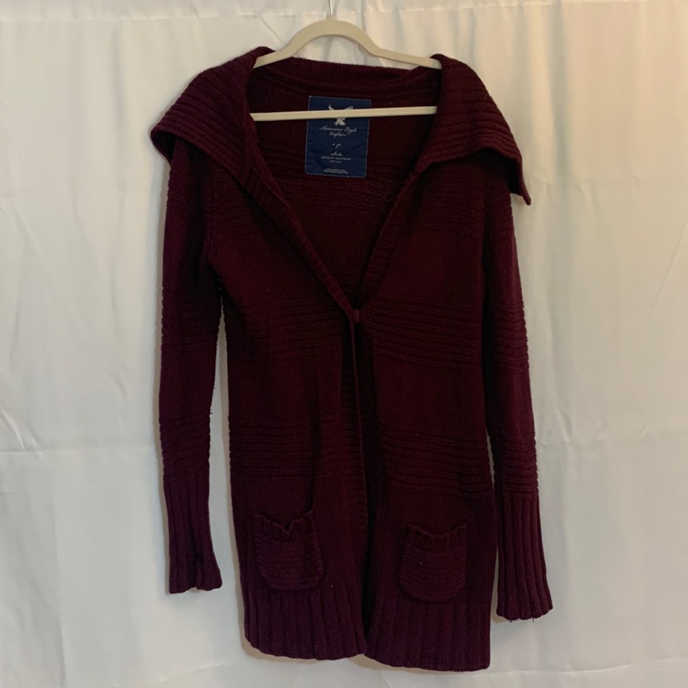 Burgundy American eagle outfitters knitted cardigan